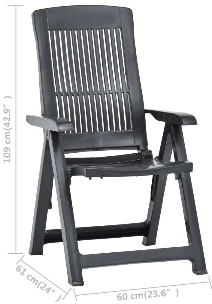 Cadeiras de jardim reclináveis 2 pcs plástico antracite