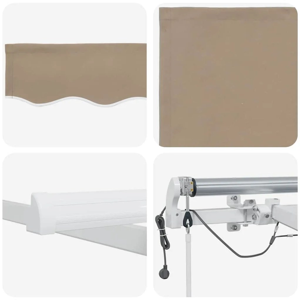 Toldo Retrátil Automático vidaXL com LED Bege 600x300 cm