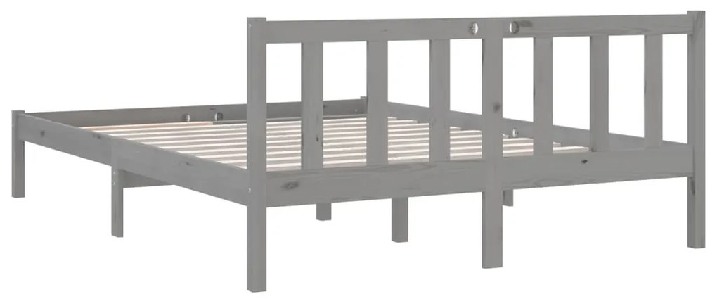 Estrutura de cama king 150x200 cm pinho maciço cinzento