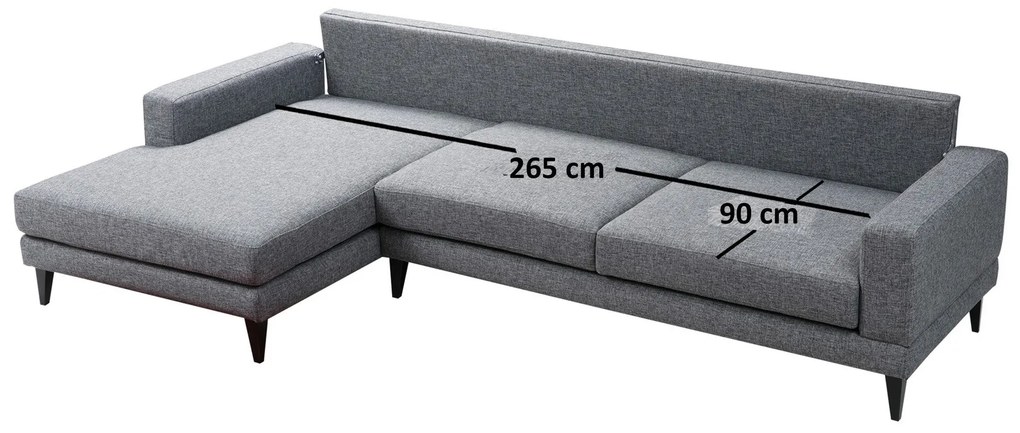 Sofá-Cama de Canto Nordic – Cinzento Escuro – 303 cm x 160 cm