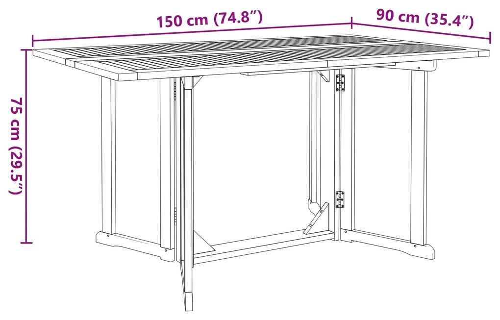 Conjunto de Jantar para Jardim de 7 Peças em Madeira Sólida Teak