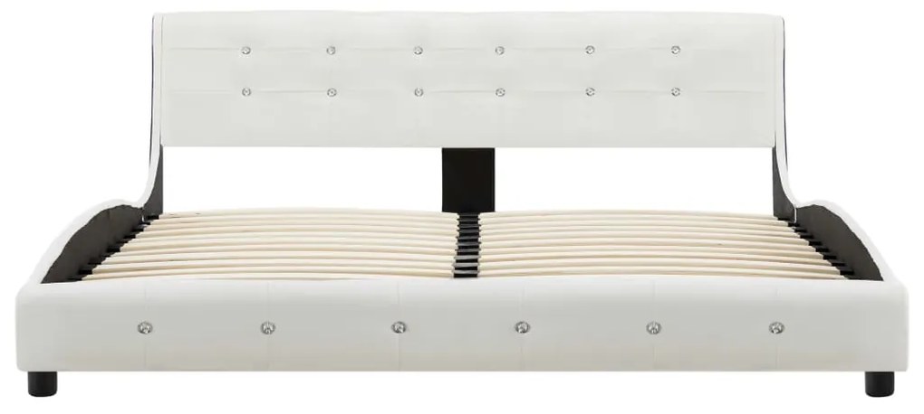 Cama com colchão 160x200 cm couro artificial branco