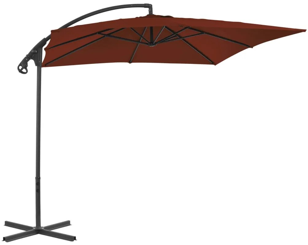 Guarda-sol jardim cantilever c/ poste aço 250x250 cm terracota