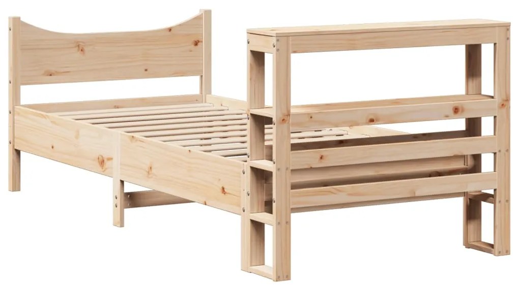 Estrutura de cama com cabeceira 75x190 cm pinho maciço