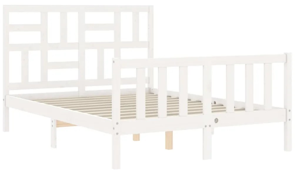 Estrutura de cama com cabeceira 120x200cm madeira maciça branco