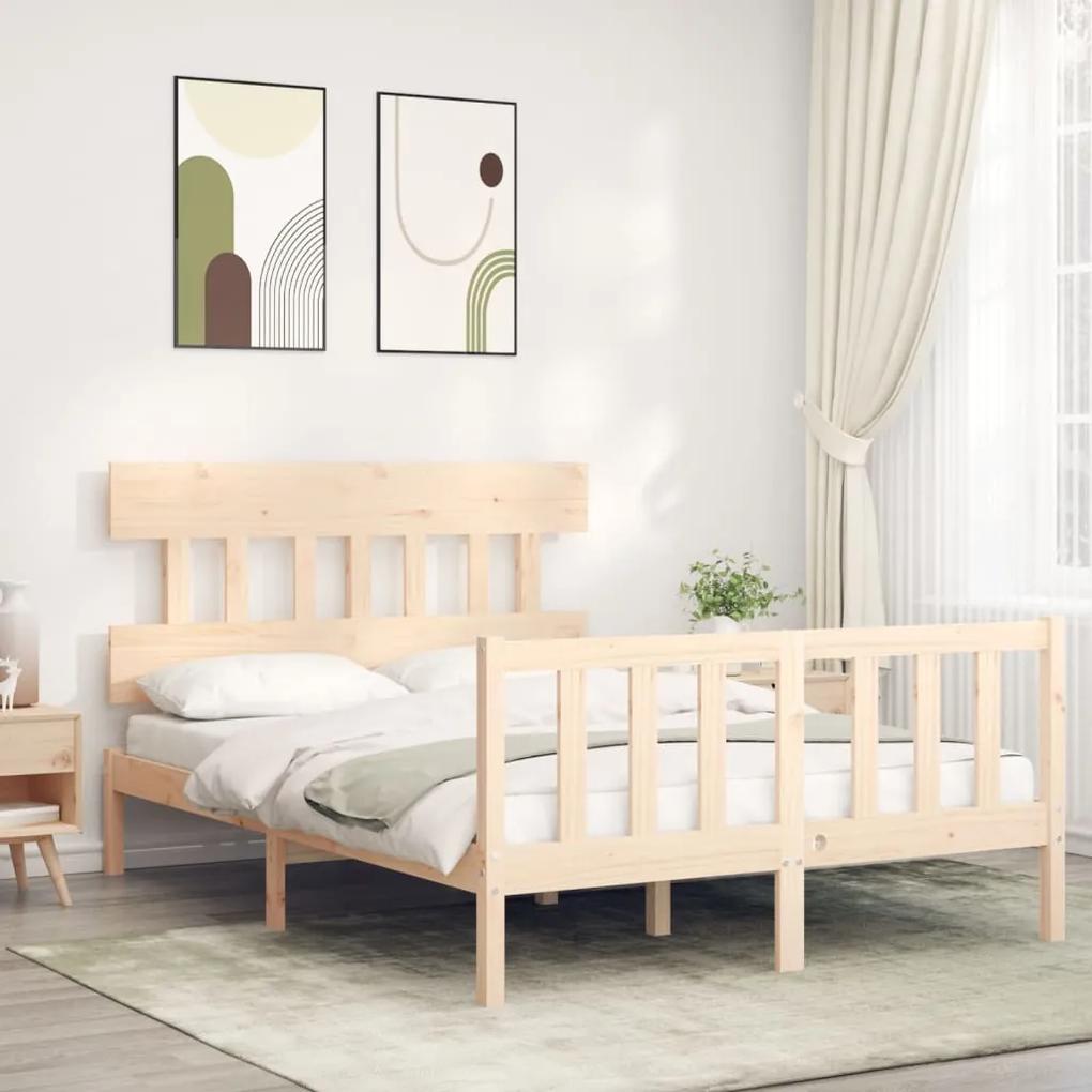 3193316 vidaXL Estrutura de cama com cabeceira 140x190 cm madeira maciça