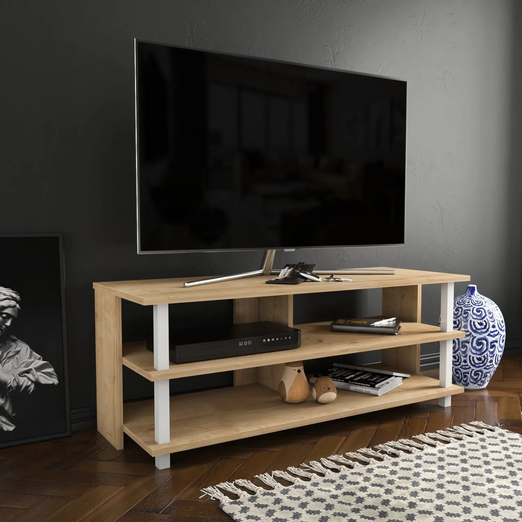 Suporte de TV Pueblo – Branco Carvalho – 120 cm x 44,6 cm x 47,4 cm