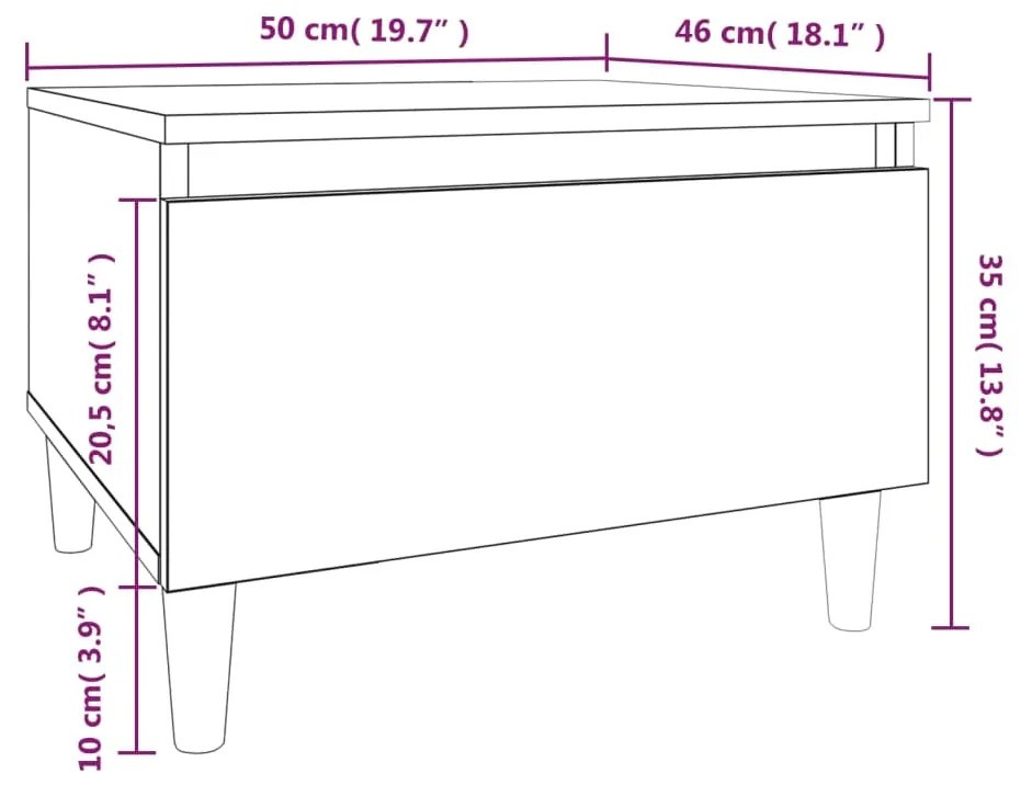 Mesa de apoio 50x46x35 cm derivados de madeira branco brilhante