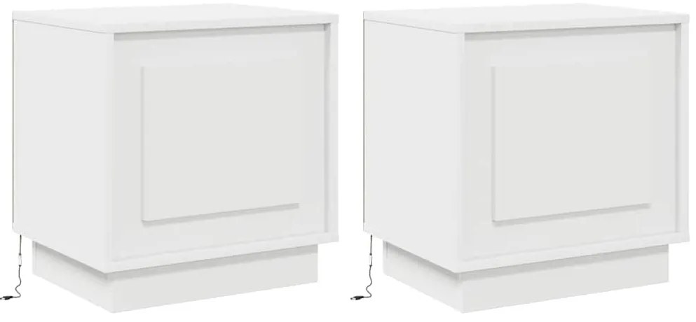 Cômodas de Canto com Luzes LED 2 pcs Brancas 44x34,5x45 cm