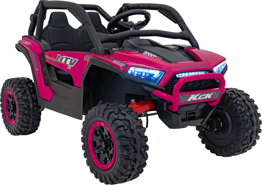 Buggy elétrico para Crianças 24V, 4x4 Buggy 4x4 KCK Rodas de espuma EVA, Assento Couro ecológico, Controlo Remoto Rosa