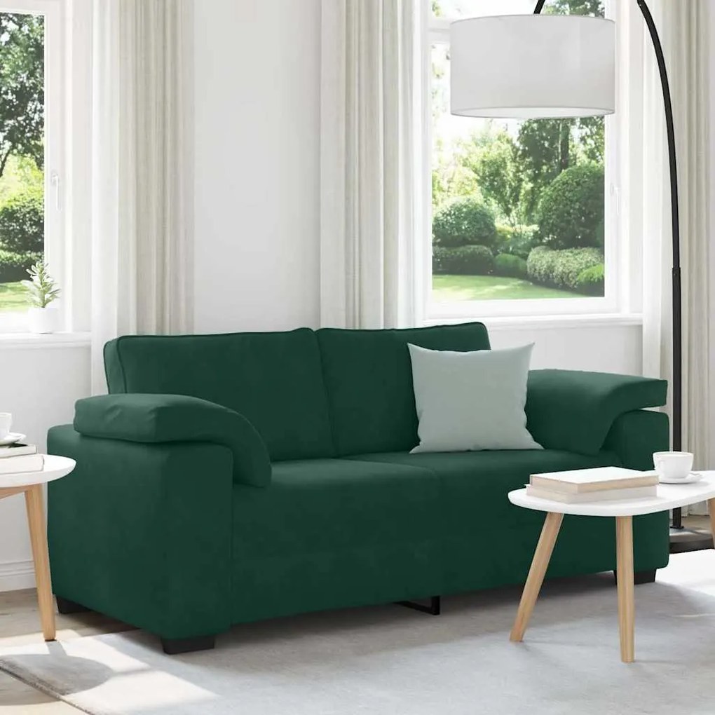 vidaXL Sofá-luvas 180x77x82 cm veludo verde-escuro