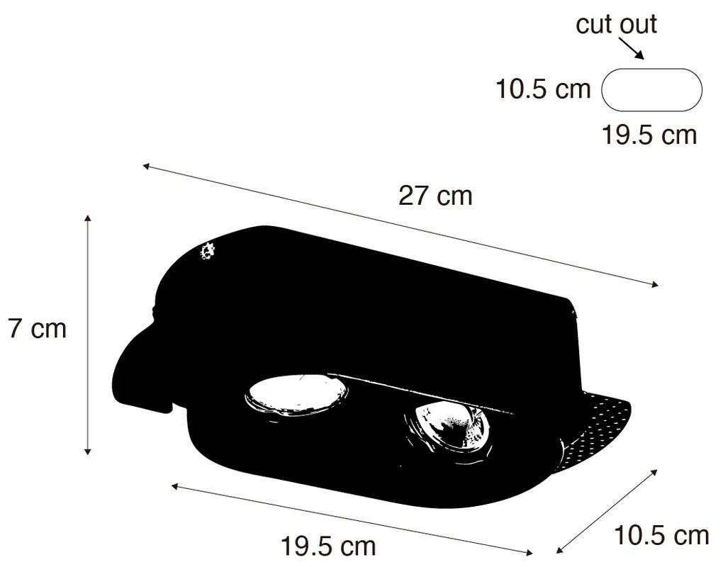 Conjunto de 6 focos embutidos arredondados brancos GU10 50mm 2-luzes - Hubs