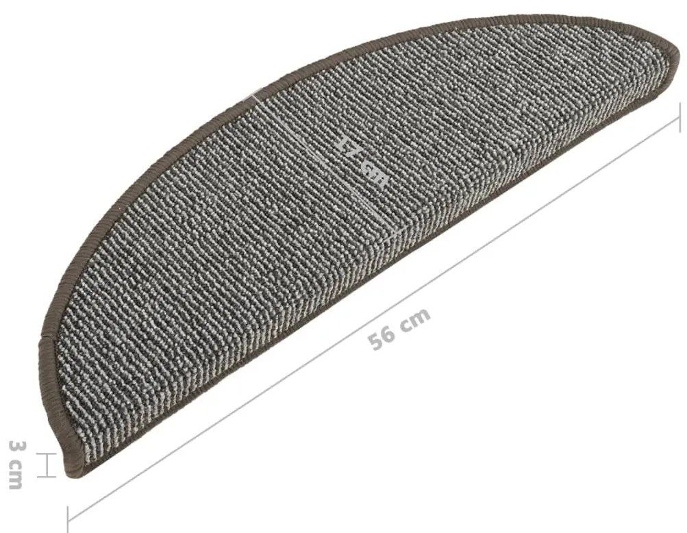 Tapete/carpete para degraus 15 pcs 56x17x3 cm cinzento