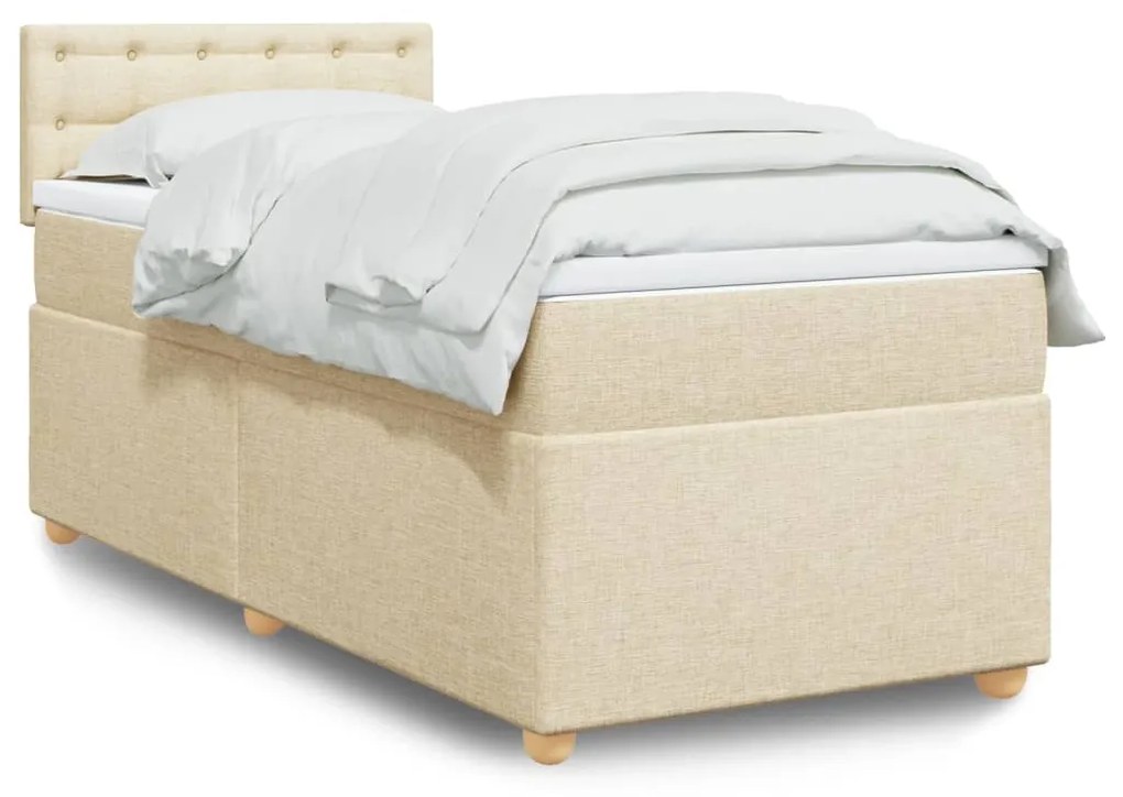 Cama com molas/colchão 90x190 cm tecido cor creme