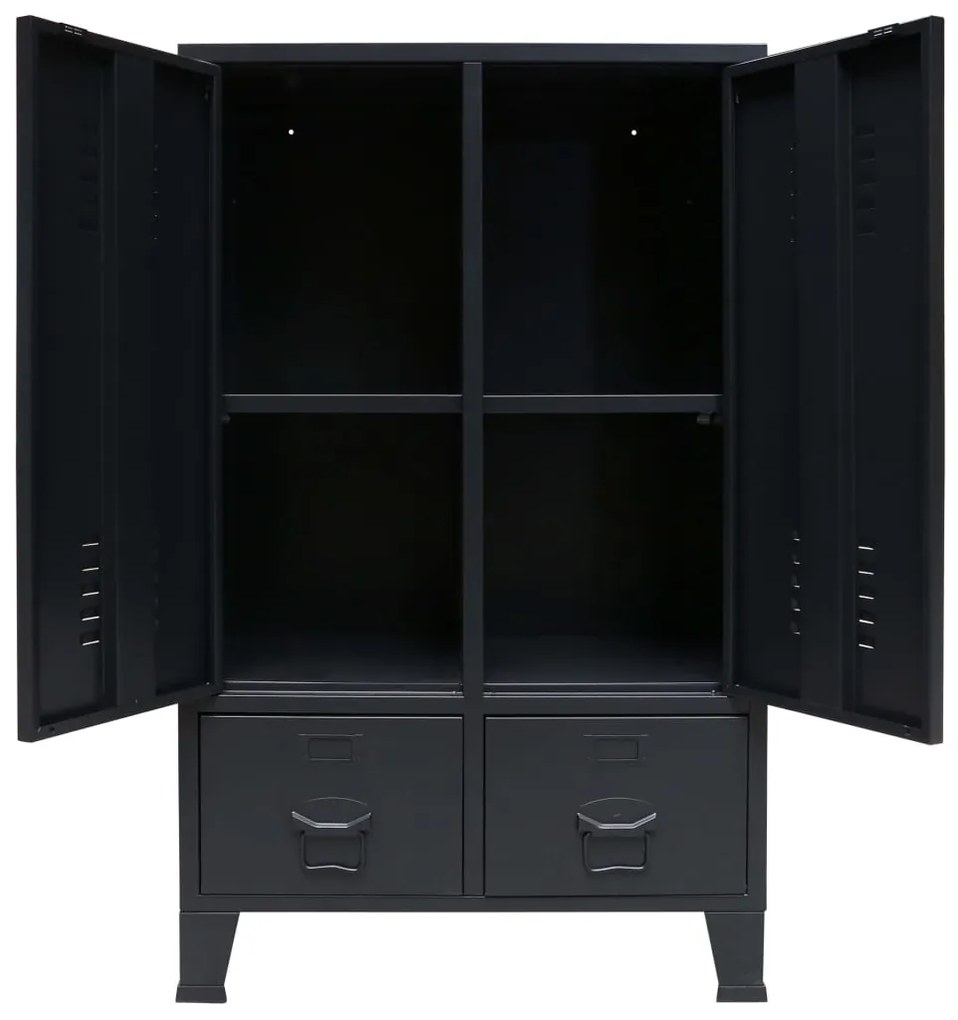 Roupeiro estilo industrial em metal 67x35x107 cm preto