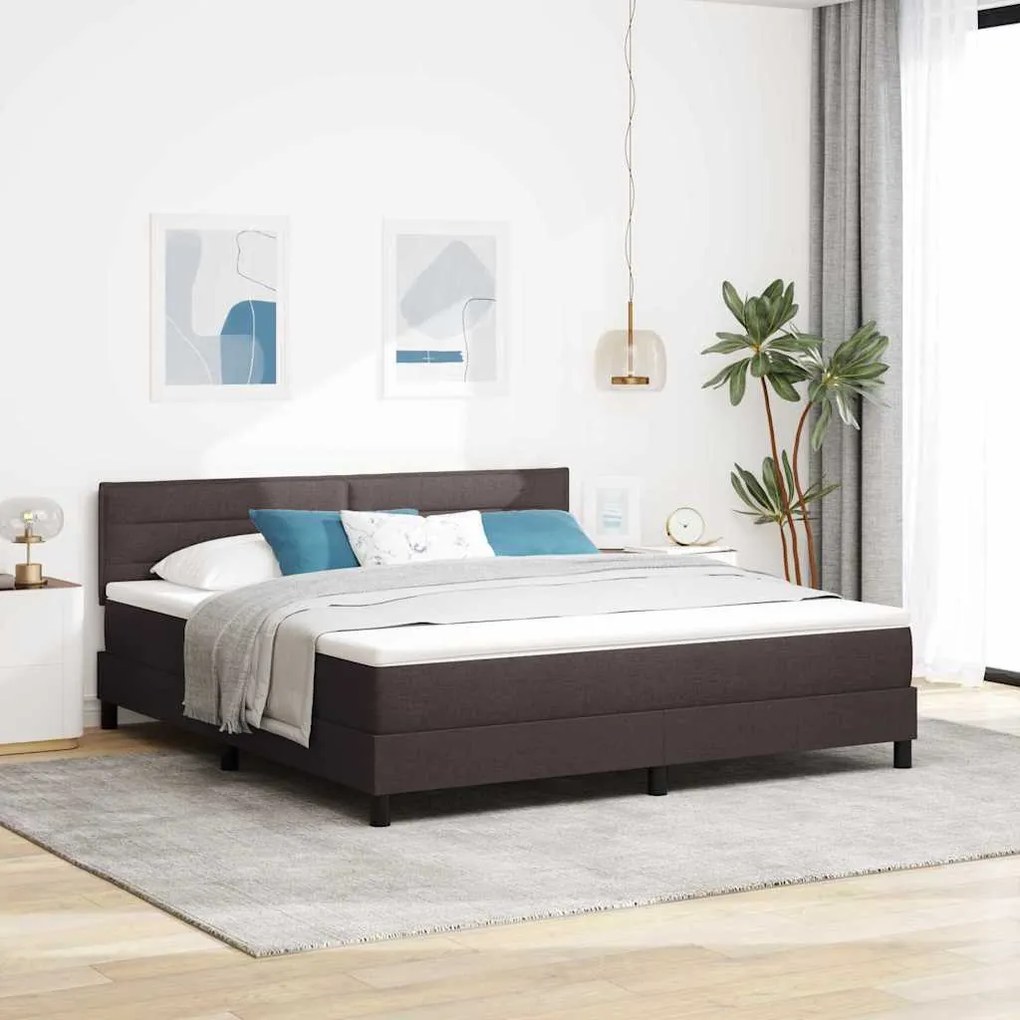 Cama Box Spring com Colchão Marrom Escuro 180x200 cm Tecido