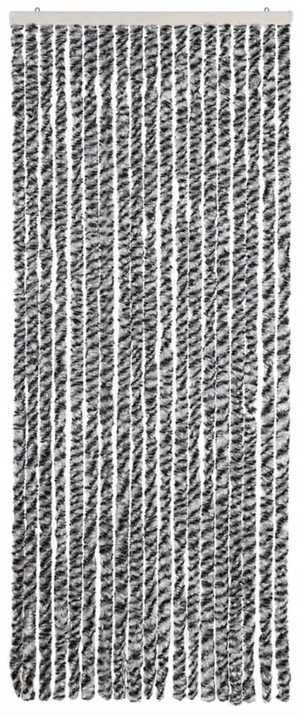 Cortina anti-insetos 56x200 cm chenille cinzento/preto/branco
