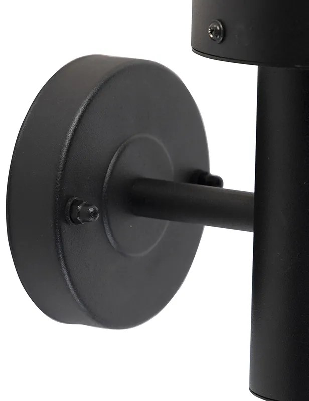 Candeeiro de parede exterior preto com sensor de movimento IP44 - Gleam