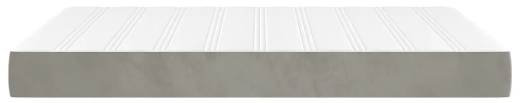 Colchão de molas ensacadas 140x200x20 cm veludo cinza-claro
