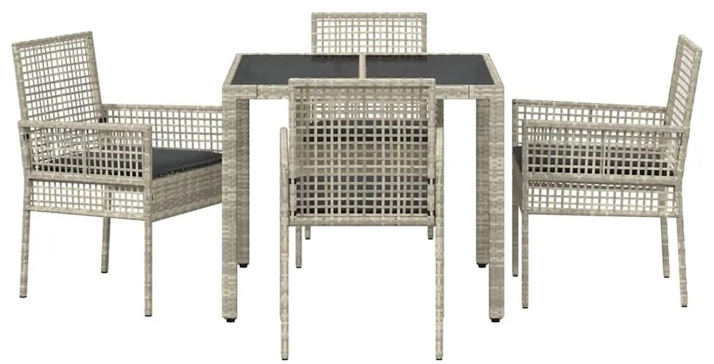 Conjunto de Jantar para Jardim 5 pcs Cinzento-claro