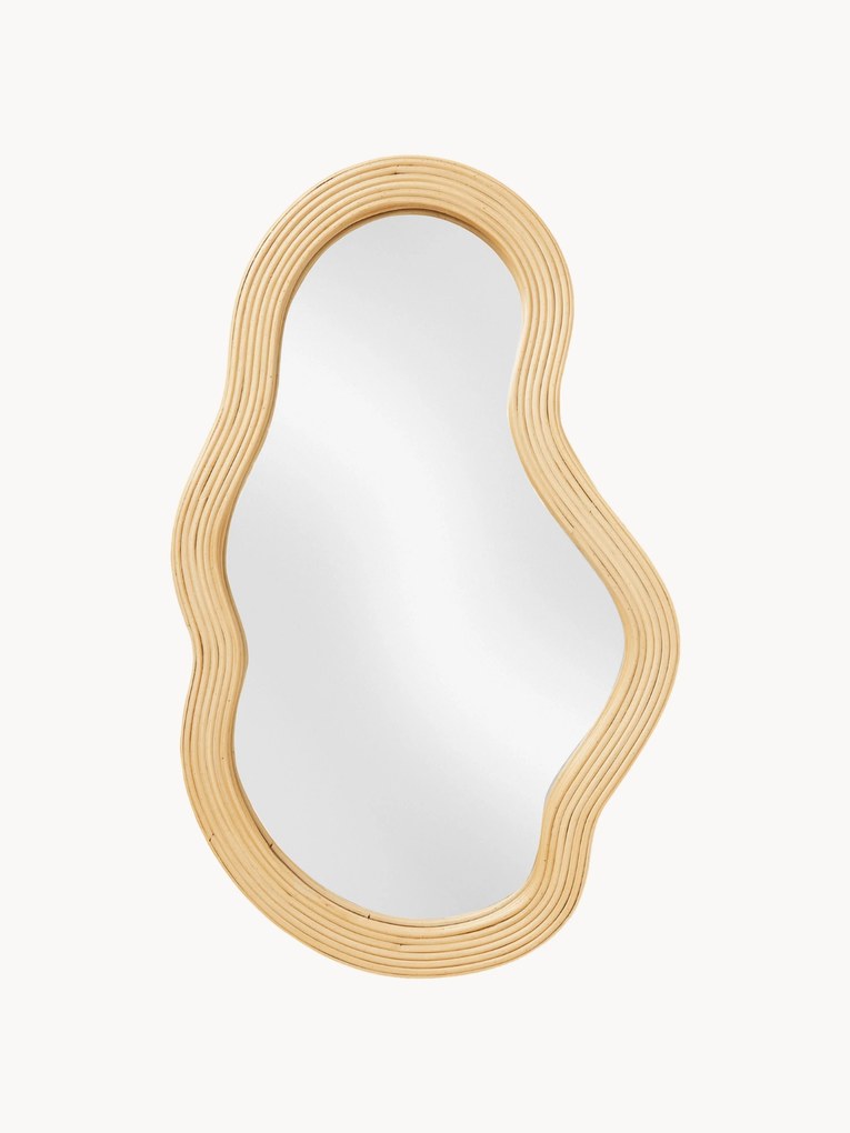 Espelho de parede em vime artesanal com forma orgânica Pond