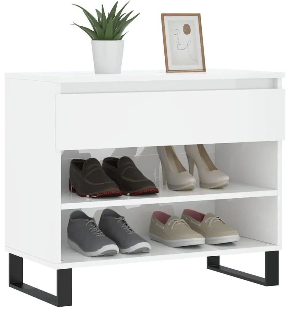 Sapateira 70x36x60 cm derivados de madeira branco brilhante