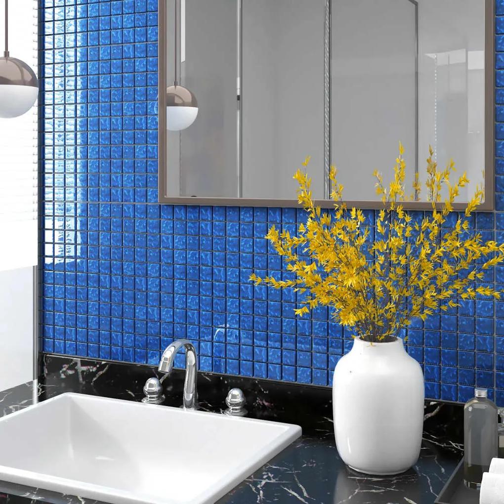 Ladrilhos de mosaico adesivos 22 pcs 30x30 cm vidro azul
