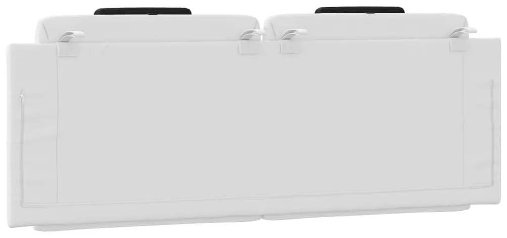 Almofadão de cabeceira 120 cm couro artificial preto e branco