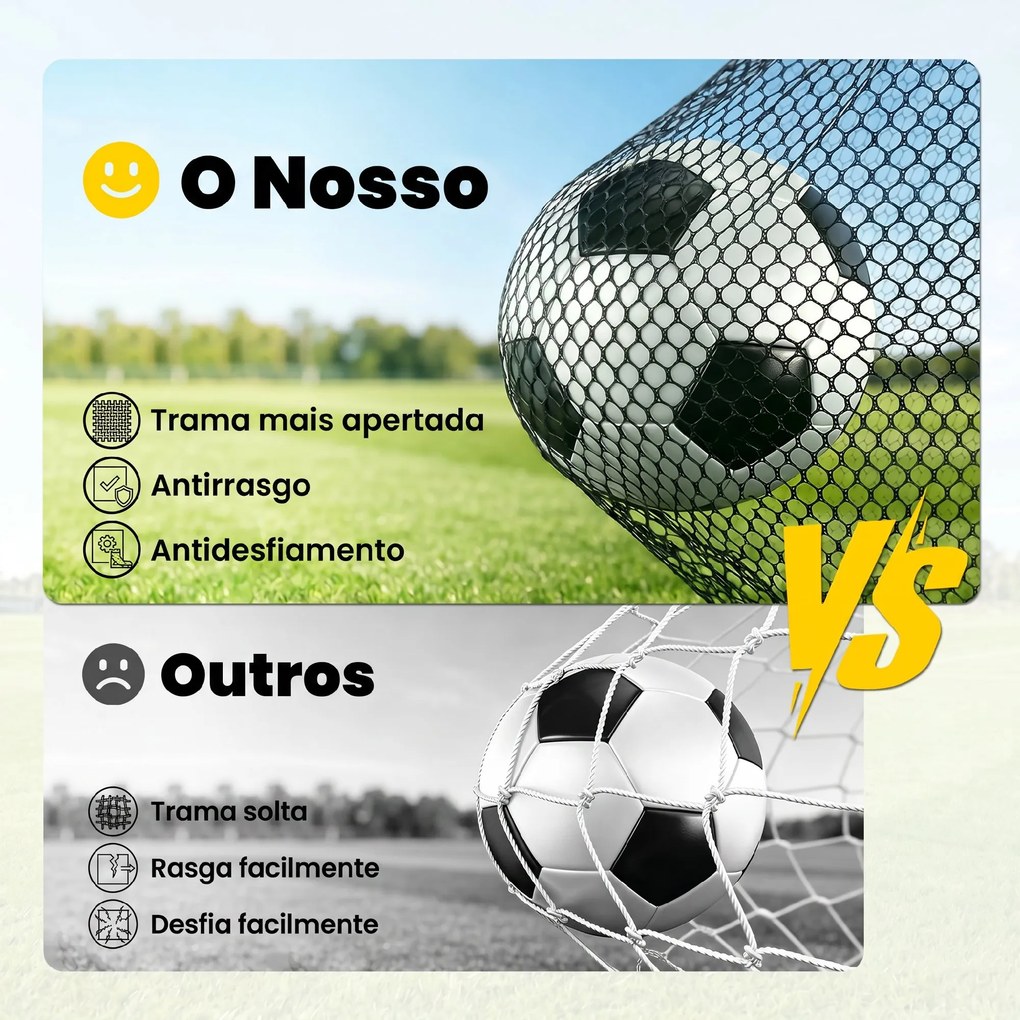 Baliza de Futebol para Jardim 300x120x200 cm com Rede Resistente, Estrutura Metálica e Estacas, Preto