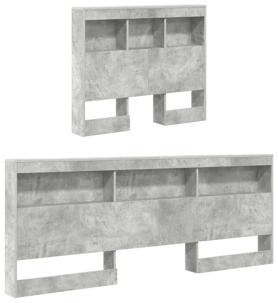 Cama com Estante Cinza Concreto 100x200 cm Madeira Engenheirada