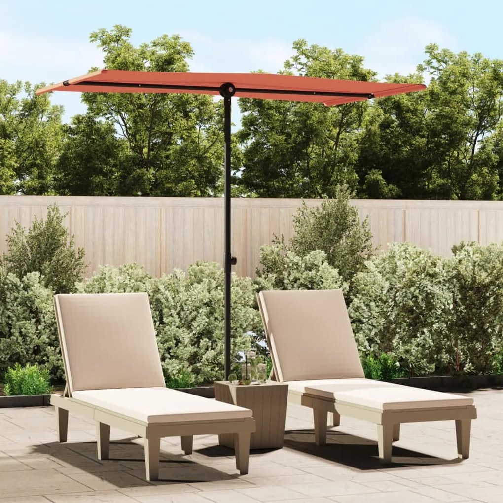 vidaXL Guarda-sol de jardim c/ poste de alumínio 180x110 cm terracota