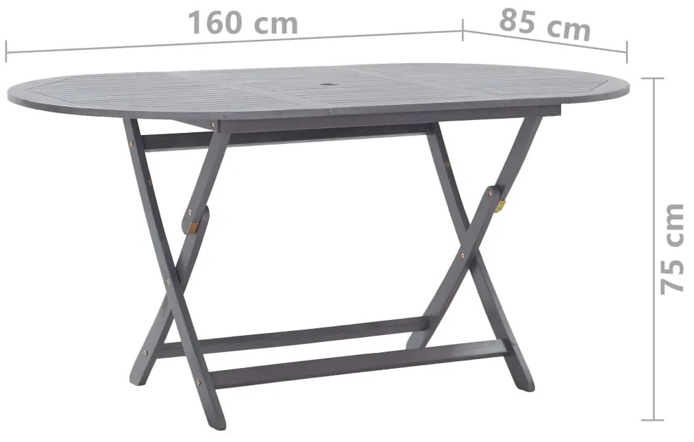 7 pcs conjunto de jantar jardim madeira acácia maciça cinzento