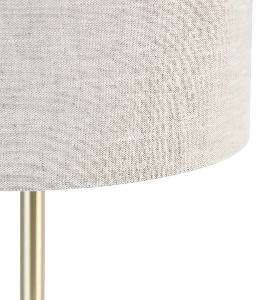 Candeeiro de mesa clássico latão com abajur cinza claro 35 cm - Simplo Design