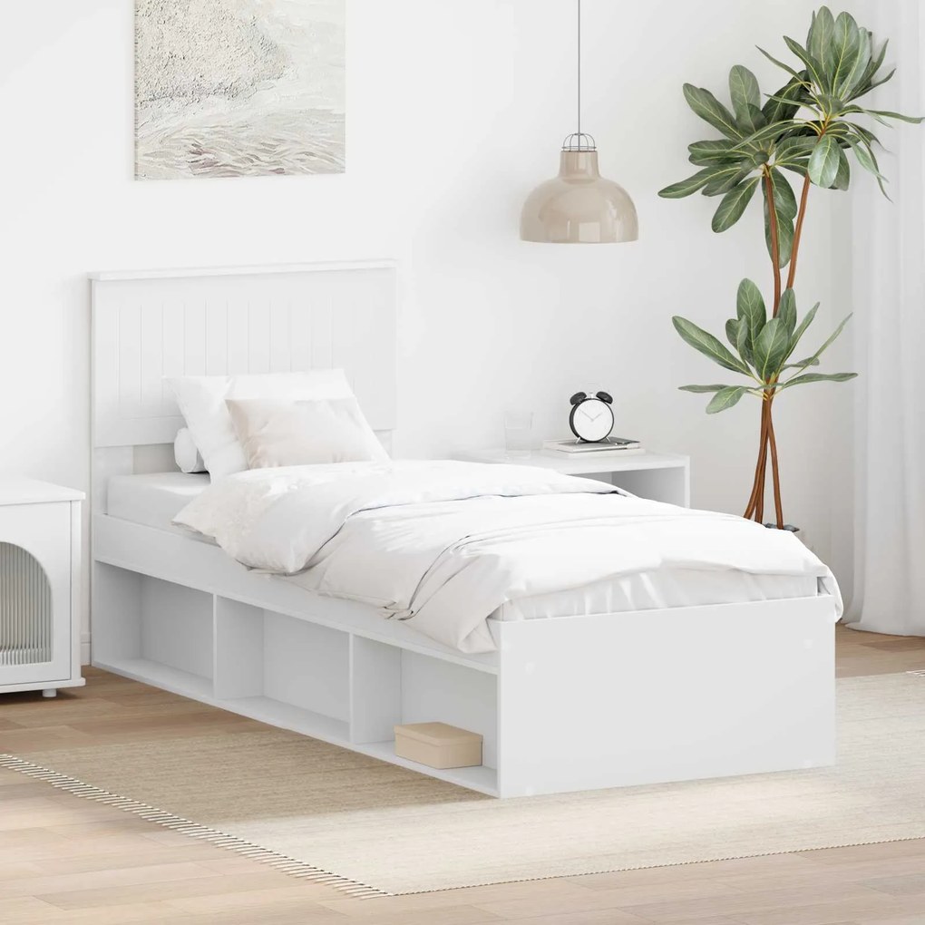 vidaXL Estrutura da Cama Branco 75 x 190 cm Madeira de Pinheiro Sólida