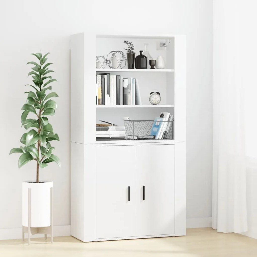 vidaXL Armário alto derivados de madeira branco