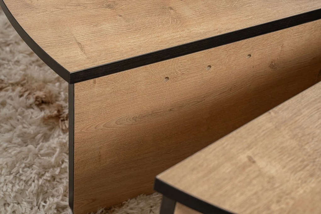 Mesa de Café Orion - Carvalho Mel e Preto - 90x30x60cm & 85x35x30cm