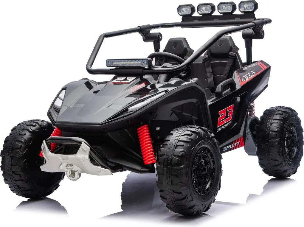 Buggy elétrico para Crianças 24V, 4x200W, 2 lugares TURBO 23, Rodas Espuma EVA, Assento Couro ecológico Preto