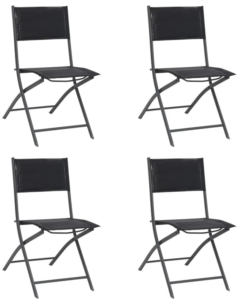 vidaXL Cadeiras de exterior dobráveis 4 pcs aço e textilene