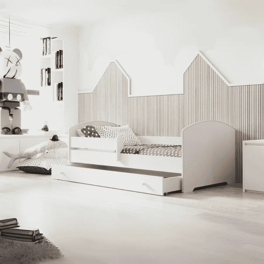 Cama infantil Luk 140x70 com gaveta branca - colchão e estrado incluído