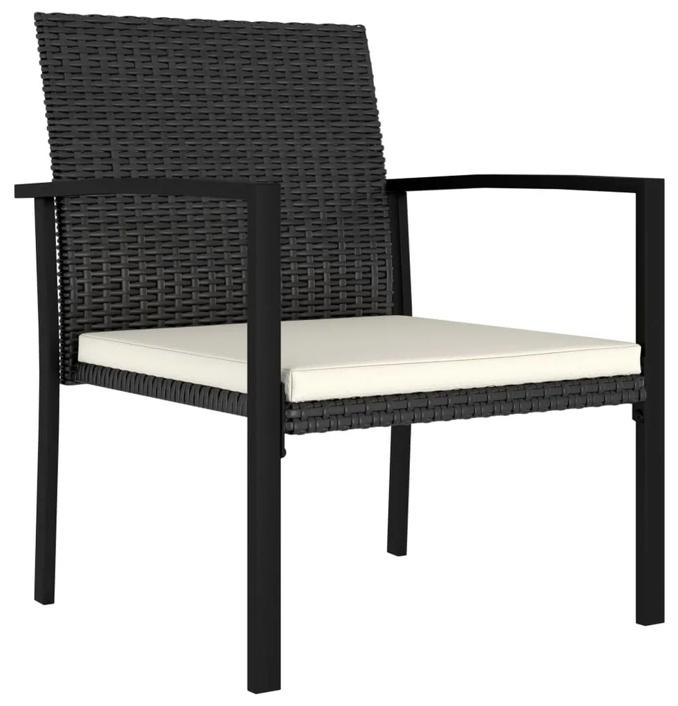 9 pcs conjunto de jantar para jardim vime PE preto