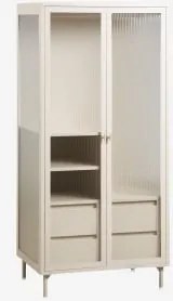 Armário 85x180 Cm Em Aço E Vidro Paoline Beige Creme - Sklum