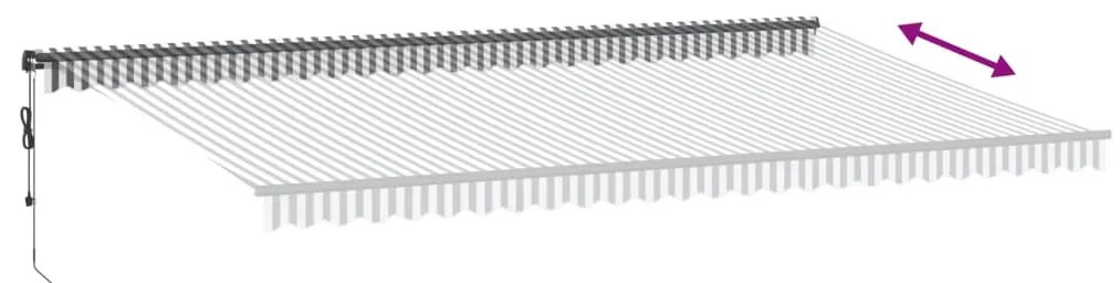Toldo retrátil automático com LEDs 600x350 cm antracite/branco
