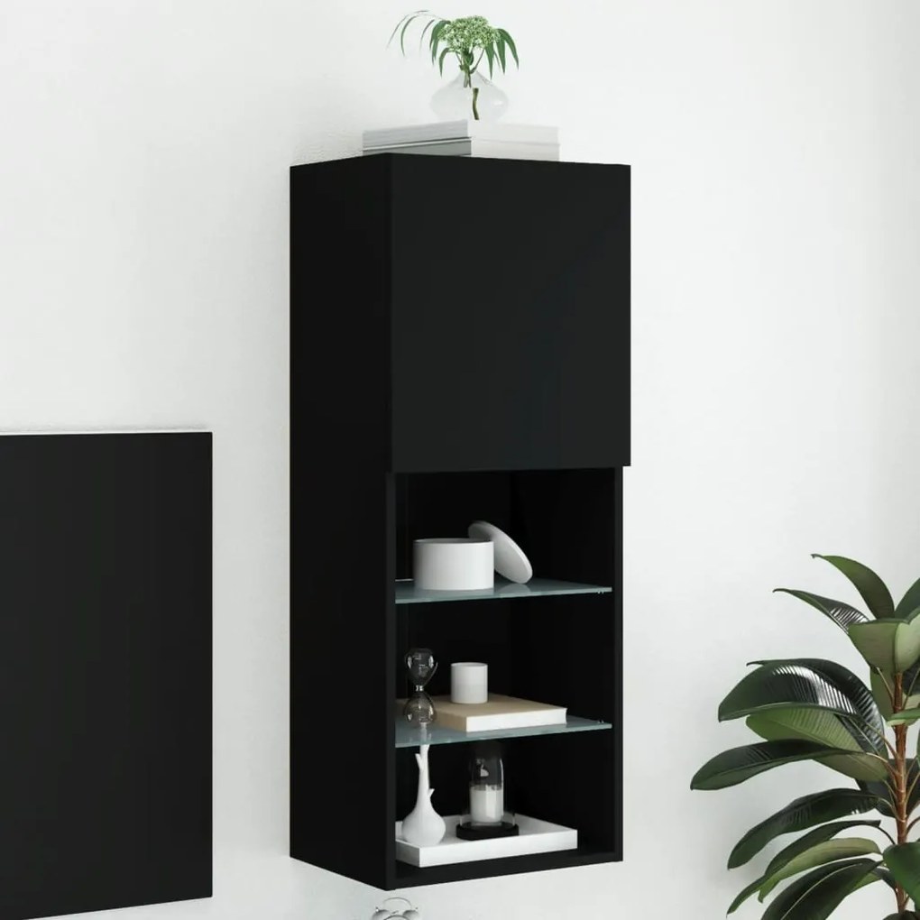 vidaXL Móvel de TV com luzes LED 40,5x30x102 cm preto