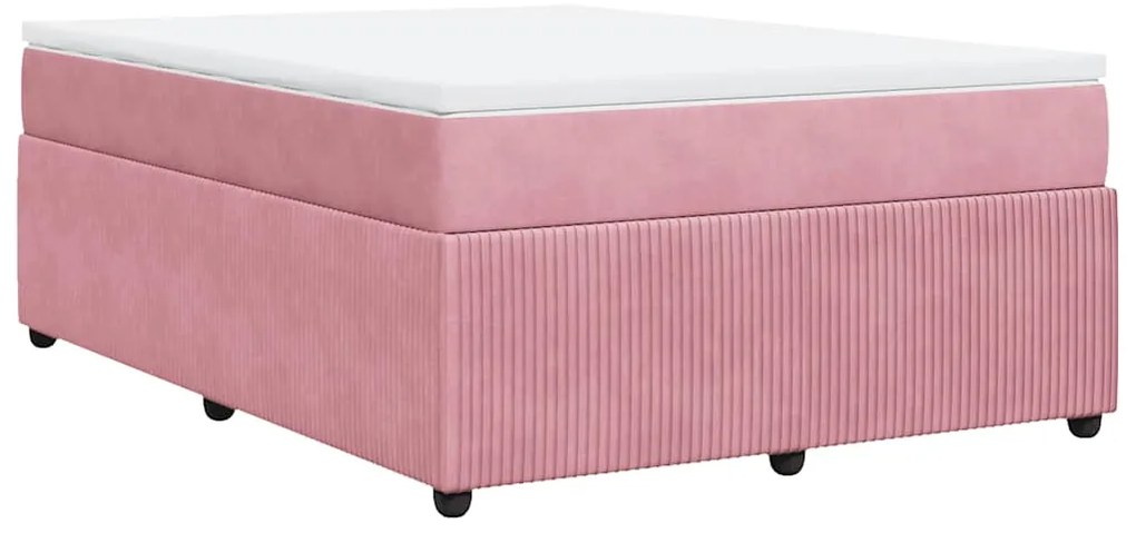 Cama com molas/colchão 140x200 cm veludo rosa