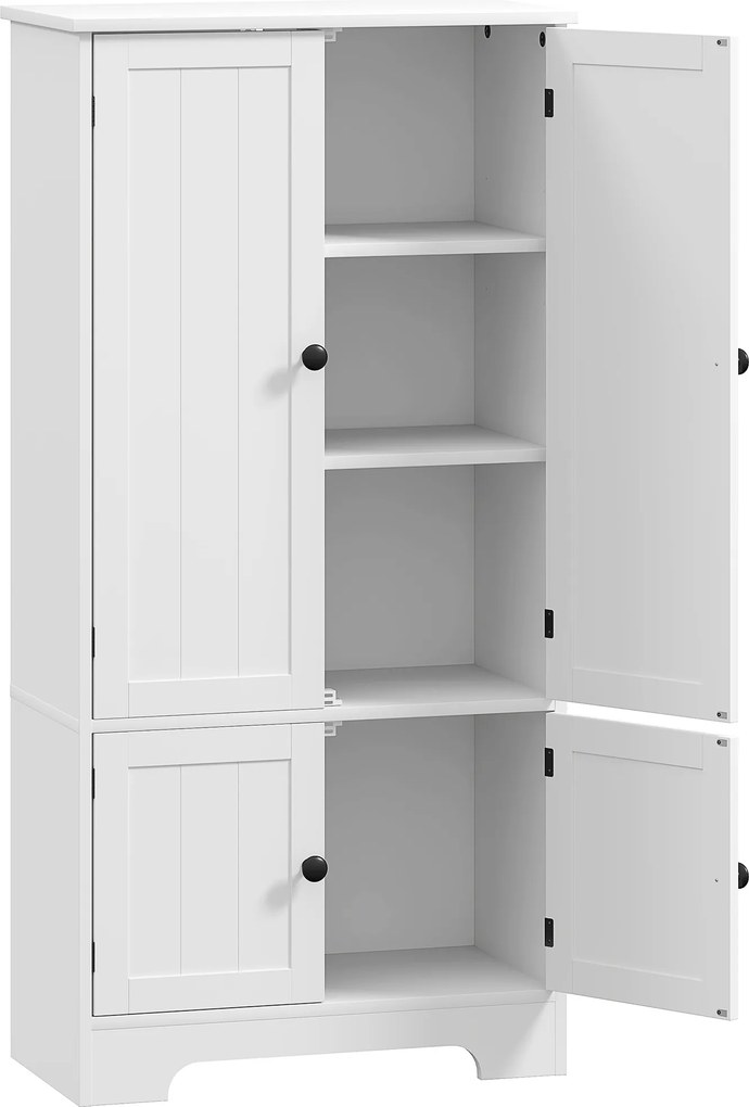 HOMCOM Armário de Cozinha 4 Portas com Prateleiras Reguláveis 58,2x30x123 cm Branco | Aosom Portugal