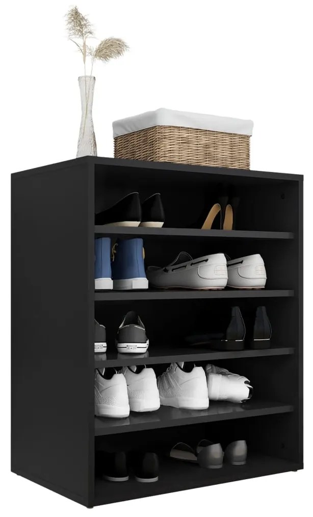 Armário para sapatos 60x35x70 cm derivados de madeira preto