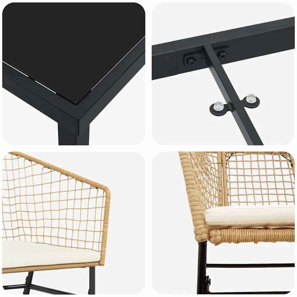 Conjunto de Jantar de Jardim com 5 Peças e Almofadas de Rattan sintéti