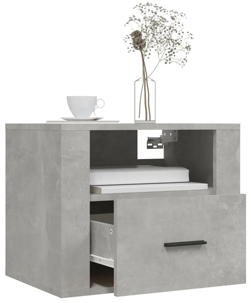 Mesa de cabeceira de parede 50x36x40 cm cinzento cimento