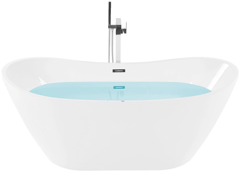 Banheira autónoma de hidromassagem em acrílico branco com LED 180 x 85 cm ANTIGUA Beliani