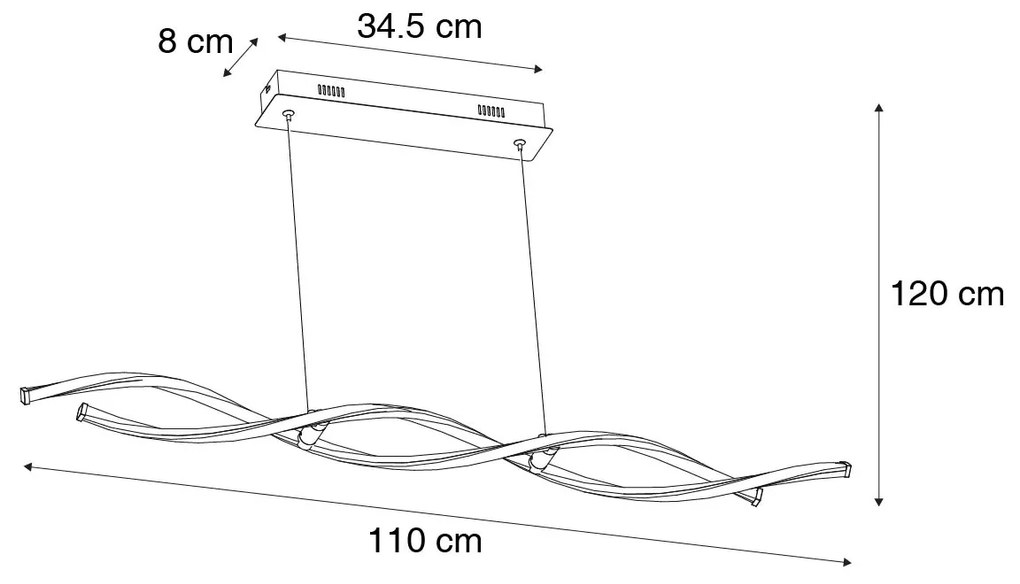 Candeeiro de suspensão design dourado com LED regulável - Zina Design
